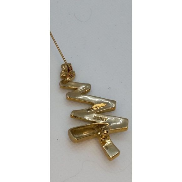 Monet Christmas Tree Pin Brooch Gold Tone Rhinestones - Picture 2 of 2